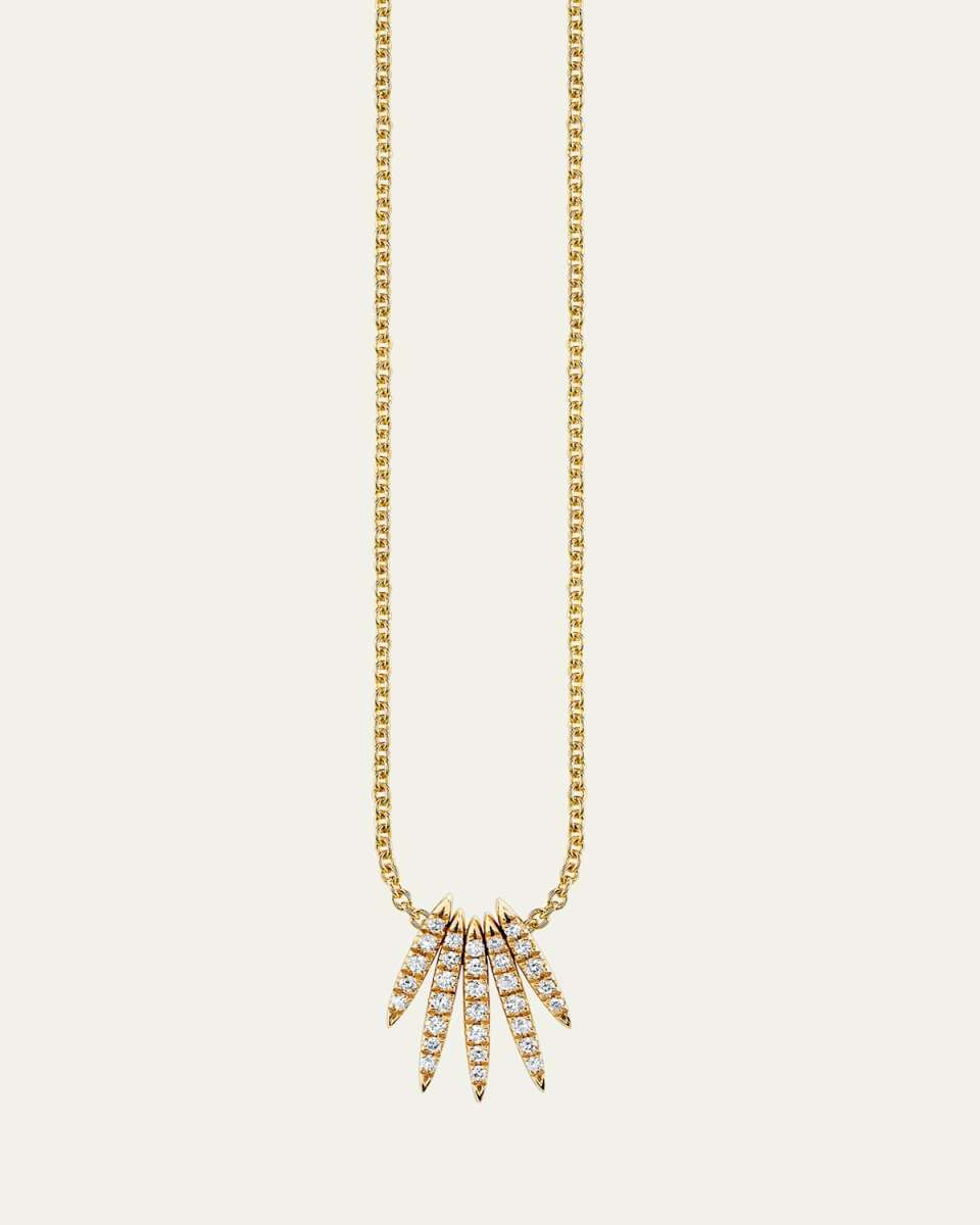 14K Yellow Gold Needle Drop Diamond Necklace